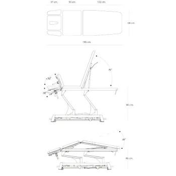 Camilla eléctrica 5 secciones  TITAN 304 con pliegue central