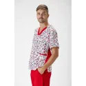 Casaca de manga corta y cuello de pico estampado ambulancias (B9860)