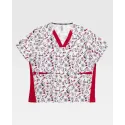 Casaca de manga corta y cuello de pico estampado ambulancias (B9860)