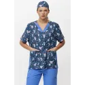 Casaca de manga corta y cuello de pico estampado Doctor(B9865)