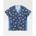 Casaca de manga corta y cuello de pico estampado Doctor(B9865)