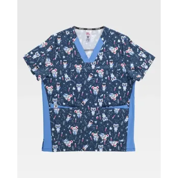 Casaca de manga corta y cuello de pico estampado Doctor(B9865)