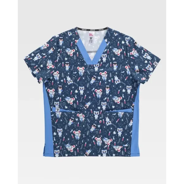 Casaca de manga corta y cuello de pico estampado Doctor(B9865)