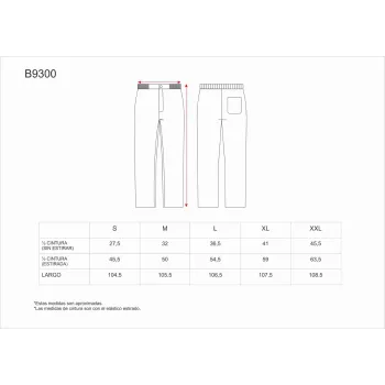 Pantalón clínico con elástico en cintura Negro (B9300)
