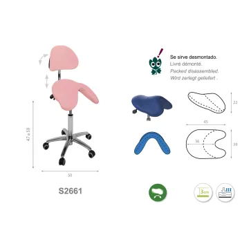 Taburete PONY SILLA DE MONTAR base cromada con respaldo arco (S-2661)