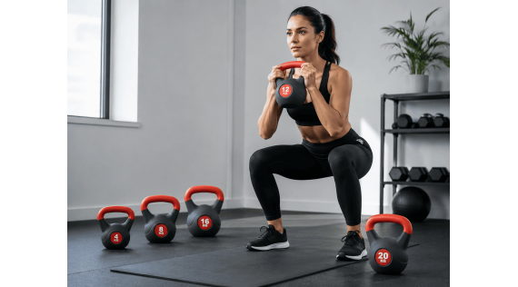 Kettlebells de PVC Logarsalud para entrenamiento deportivo, fuerza funcional y tonificación muscular